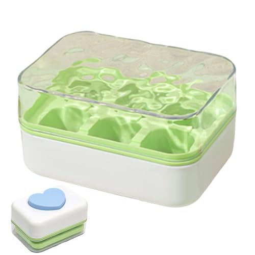 Ice Tray with Lid, Presssed Freezing Water Box 4.1x2.9x2 inches, Leakproof Storage Mold, Home Beverage Ice Maker, Compact Design for Refrigerator, Kitchen Drink Chilling