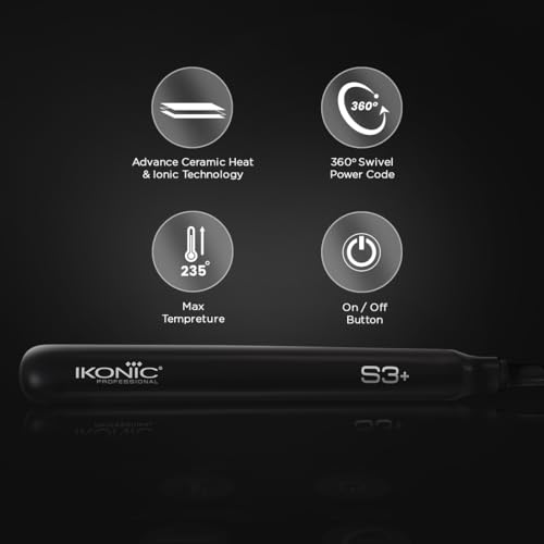 Ikonic S3+ Hair Straightener, Black & Red, Professional Ceramic Floating Plates, Adjustable Temparature Control, Instat Heat Up and Easy To Use - Image 5