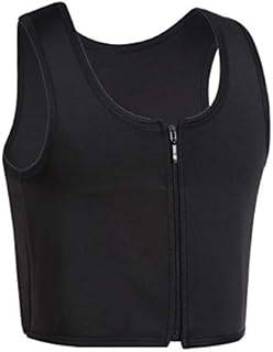 JARAZIN Women Transgender Tomboy FTM Zip Up Bamboo Slim Fit Elastic Chest Binder (Black, Large)
