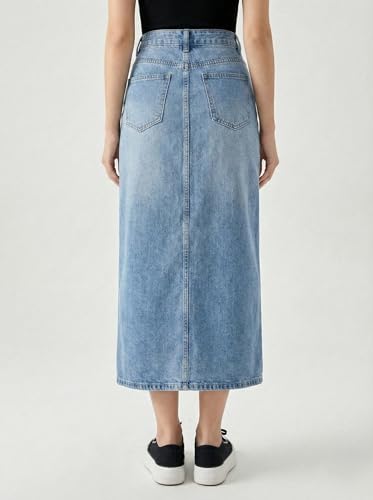 Image of ODDMONKEY Women High Waist Denim Skirt | Skirt for Women | Long Straight Fit Skirt |Long Skirt for Women