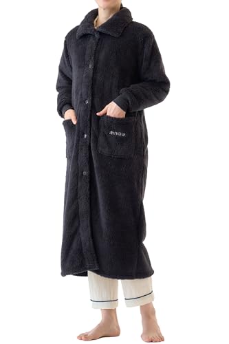 ホカロン レディース 着る毛布 ガウン チャコール M