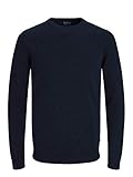 Pullover von Jack & Jones. Jack & Jones Herren-Pullover, Alltag, gestrickt, Rundhalsauschnitt, Noos Gr. Large, Blau (Insignia Blue/Twisted with Black)