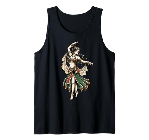 Classic Boho Tattoo Traditional Dancer Woman Flash Design Tank Top