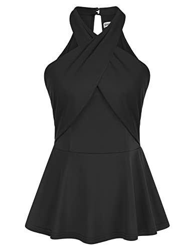 GRACE KARIN Damen Sommer Oberteile Kreuzhals Tops Rüschensaum Urlaub Sexy...