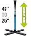 TARUMG Portable Batting Tee for Baseball/Softball, Height Adjustment from 25-47 inches, Heavy Duty Baseball Tee with Detachable Rubber Top, Easy Assembly Hitting Tee for Kids/Youth/Adults
