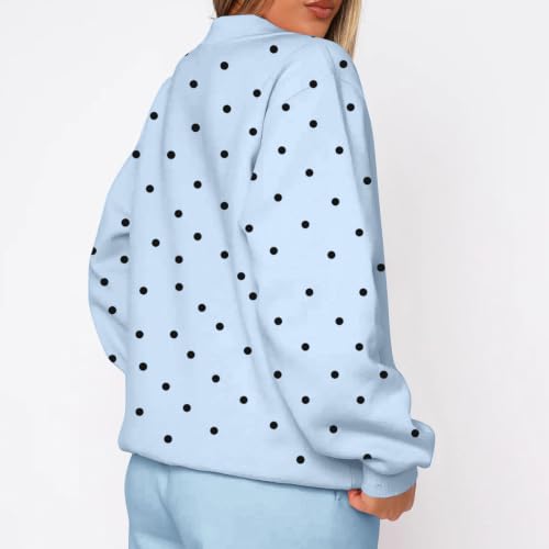 Polka Dot Sweatshirts Women Oversized Fall Crew Neck Casual Clothes - image 4