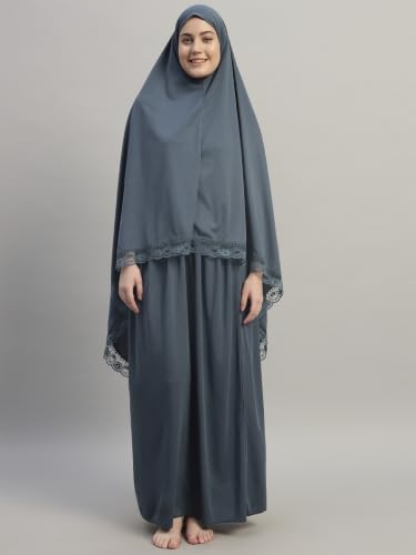 Womens Two-Piece Islamic Prayer Dress Jilbab Abaya Set Modest Prayer Outfit for Muslim Women Umrah & Ramadan Essentials