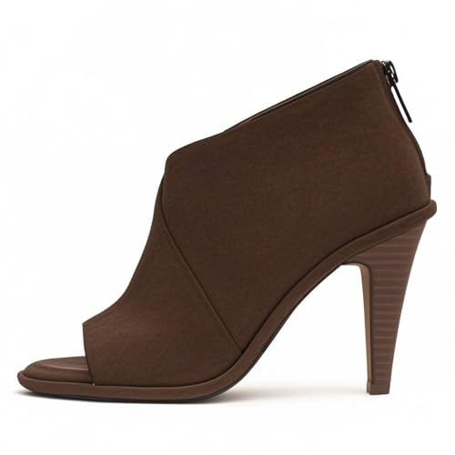 FOWT Women Chic Peep Toe Comfy Pumps High Heel Back Zipper Ladies Summer Party Dressy Shoes Size 4-16 US2