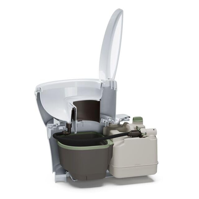 Thetford Trenntoilette, Kunststoff, Rechteckig, Weiß, 58 x 36,5 x 49,5 cm, 7,5L Urintank/7L Kottank, 6,8 kg, Mechanische Füllstandsanzeige