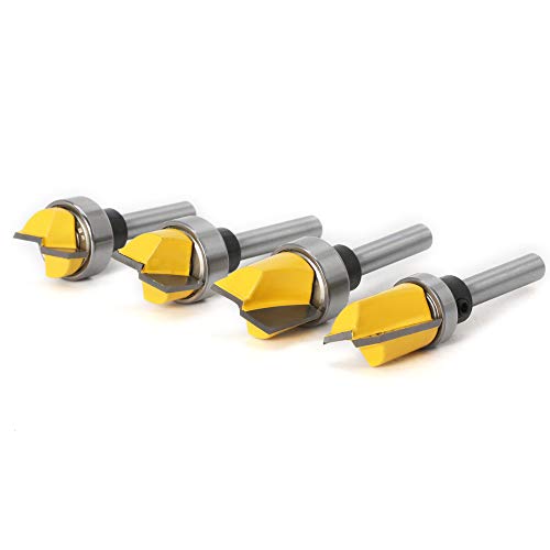 Yakamoz 4Pcs 1/4 Inch Shank Hinge Mortising Flush Trim Template Router Bit Set With Ball Bearing Carbide Tipped Router Bits Wood Milling Cutter Tool #TOP3