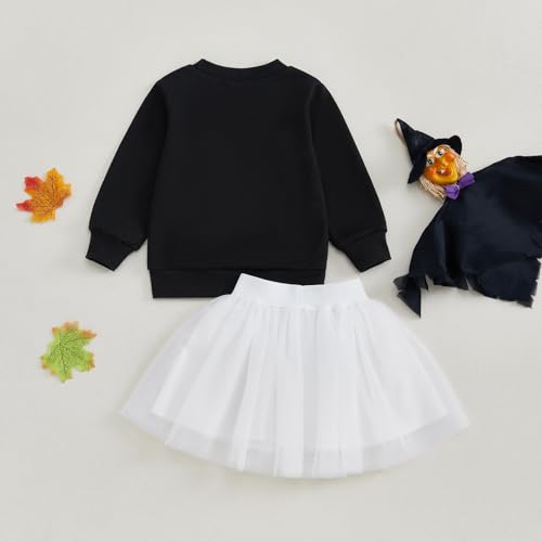 Kayotuas Toddler Baby Girl Tutu Skirt Set Embroidery Sweatshirt Tulle Dress Little Girls Halloween Birthday Outfits Clothes4