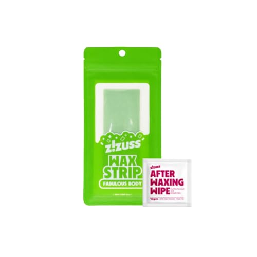 ZIZUSS Fabulous Body Wax Strips for Hair Removal, 20 Count - Waxing Strips for Legs, Arms, Armpits and Wide Parts + After Waxing Wipe with 100% Almond Oil