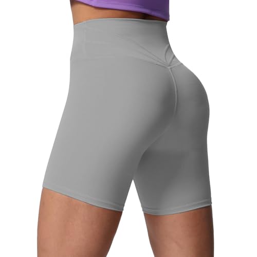 Image of Aoxjox Trinity Workout Biker Shorts for Women Tummy Control High Waisted Exercise Athletic Gym Running Yoga Shorts 6 inch