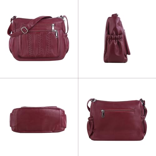 Image of ELDA Purses for Women Pocketbooks Soft PU Leather Ladies Crossbody Purse Multi Pocket Shoulder Bag
