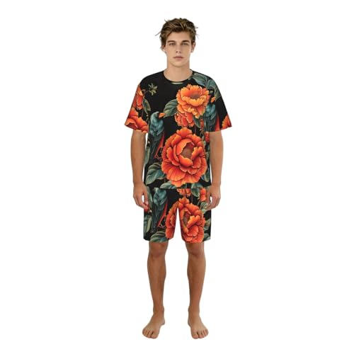 Pyjama floral et oiseau homme élégant : tenue de nuit