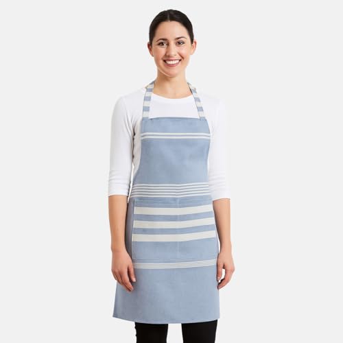 Image of Unisex Cooking Aprons | Waterproof Apron | Striped Design with 2 Front Pockets & Adjustable Neck Strap | Durable, Oil & Stain Resistant | Chef Apron for Cooking