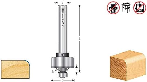 Amana Tool - 49529 Carbide Tipped Corner Round 3D 1-1/4 Dia x 15/64 Radius x 1/4 x 1/2 Inc