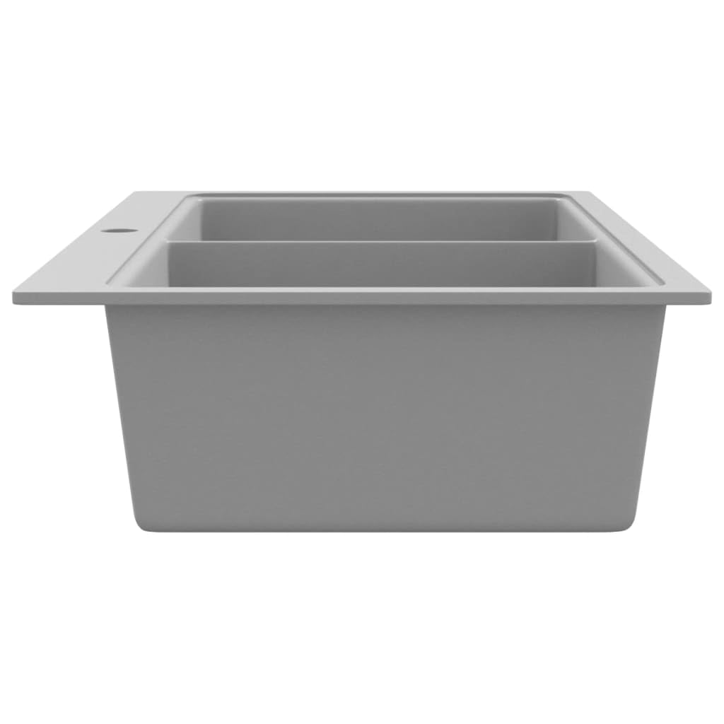 Fregadero encastrable de Granito Gris de Dos cubetas Fregadero de Granito para a Partir Mueble Bajo