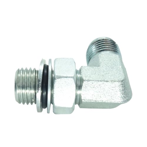 Image of 1 Piece Hydraulic Fitting 3 /8 Male JIC (9 /16 inch-18) X M14 x 1.5 Male Metric 90 Degree Elbow Adapter