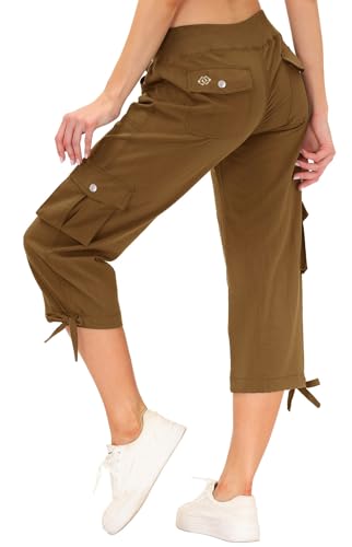 Image of MoFiz Womens Capris with Pockets Loose Fit Casual Capri Pants Dressy Lightweight Ladies Baggy Cargo Pants for Hiking