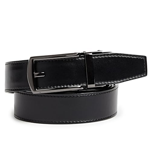 Genuine Leather Ratchet Belt for Men – Adjustable Track Belt with Black or Silver Buckle – Dress & Casual4