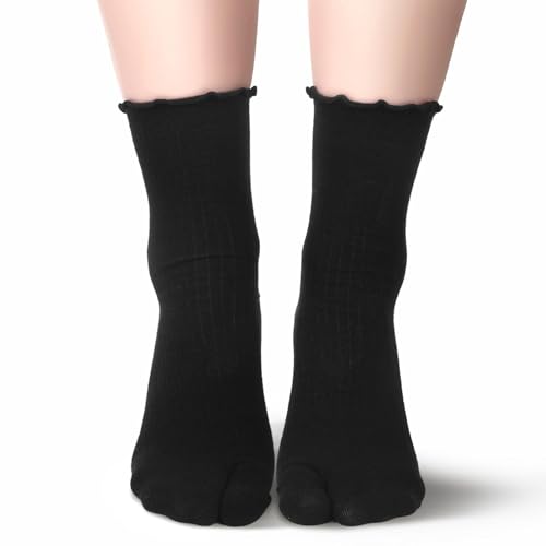 Bencailor 6 Pairs Tabi Socks Women Split Toe Flip Flop Frilly Socks Cotton Japanese Sandal Slipper for Men Women Unisex(Classic Colors,8-11)