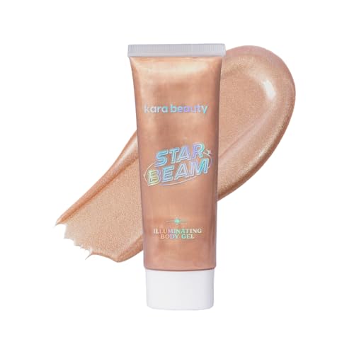 Kara Beauty STARBEAM Illuminating Body Gel with Argan Oil, Lightweight Non Sticky Body Shimmer and Glitter Gel for Radiant Glow, Buildable Makeup for Festivals Raves Beach and Pool Moonbeam