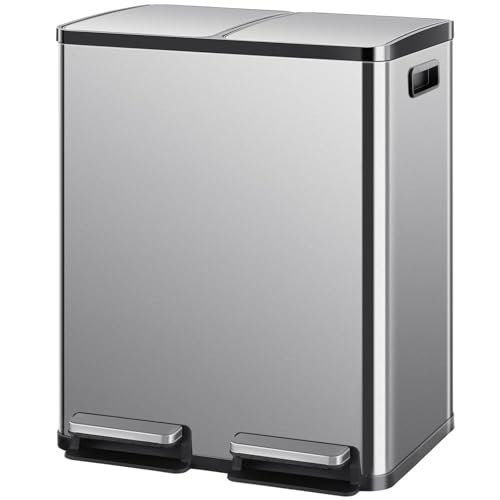 Caneca de basura rectangular Homee 60 L acero inoxidable