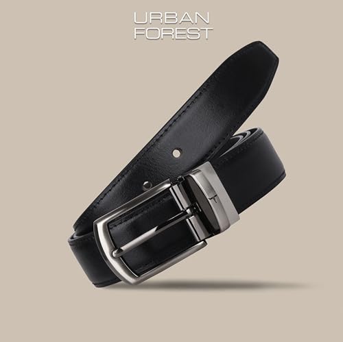 Image of URBAN FOREST Grayson Black Formal Leather Belt for Men