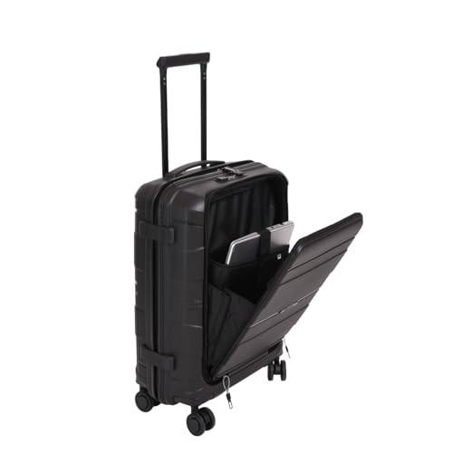 Image of it luggage-Momentous 54.4 CM PP Hardsided Fashion Luggage Cabin Trolley with Padded Laptop Section 8 Wheel with TSA Lock & Wet Pouch Inside (Black) | Fashion Luggage, Padded Laptop Section, 8 Wheel, TSA Lock, Wet Pouch Inside