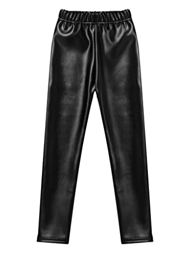 Little Girls Faux PU Leather Leggings Pants with Thick Fleece Lined Winter Warm Stretch Tights Athletic Wear