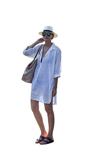 NFASHIONSO Women's Sexy Deep V Neck Swimsuit Cover Up/Beachwear Dress