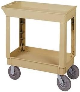 Continental 5805BE, Utility Cart with 5" Non-Marking Grey Casters, 400 lbs Capacity, 40-3/8" Length x 25-1/2" Width x 33" Height, 2 Shelves, Beige (Case of 1)