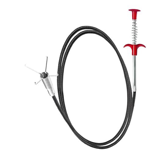 79 Inch Drain Snake Hair Drain Clog Remover Tool,Flexible Grabber Claw Pick Up Reacher Tool for Litter Pick, Toilet, Sewer, Shower, Kitchen Sink