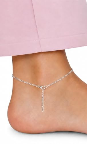 Image of High Trendz Evil Eye Anklet for Women & Girls | Silver Plated Nazar Charm Anklet | Adjustable Minimal Foot Jewellery | Gift for Birthday, Rakhi, Valentine