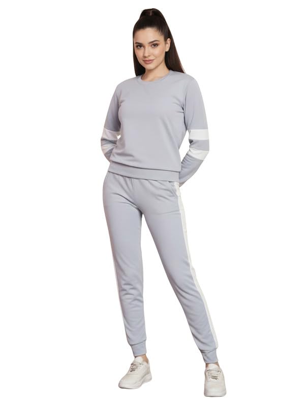 de trendz Women's Cotton Blend Double Stripes Sleeves Tracksuit | Co-ord Set For Women| Track Suit Set For Women-picture-21