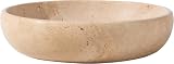 Natural Travertine Decorative Bowl 7.8', Handmade Stone Catchall Bowl for Entryway...