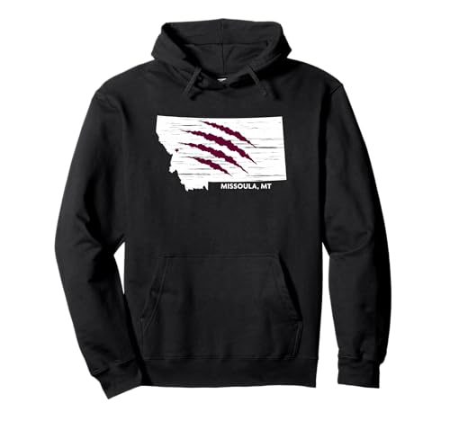 State of Montana with Grizzly Bear Scratches Pullover Hoodie