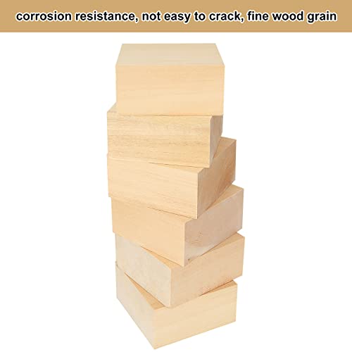Acxfond 6Pcs Unfinished Wood Blocks For Crafts, 4X4X2 Inch Basswood Carving Blocks, Unfinished Mdf Wood Squares Wooden Blocks For Arts And Crafts #TOP3