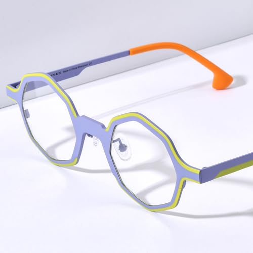 Image of FONEX Colorful Pure Titanium Glasses Frame Women Retro Round Eyeglasses