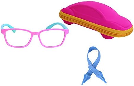 Blue Light Blocking Glasses for Kids Boys Girls with Adjustable Strap + Case + Cleaning Cloth
