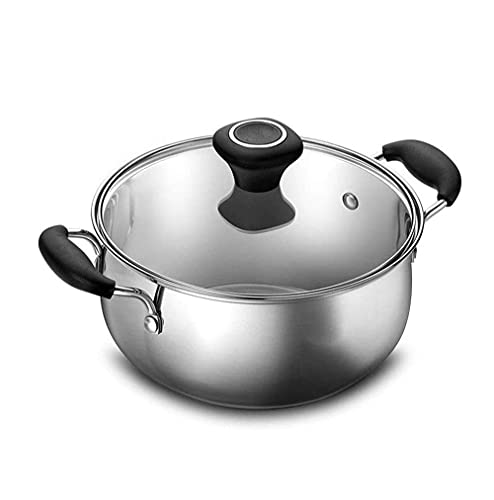 HTTGDGDH Stainless Steel Saucepan With Tempered Glass Lid, Multipurpose Sauce Pan, Sauce Pot With Ergonomic Handle Induction Cooker Pot