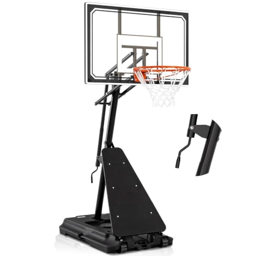 Skytime Basketball Hoop,Portable Basketball Hoop Outdoor with Shatterproof 44in PC Black Backboard,5.3-10ft Height Stepless Regulation Basketball Goal System