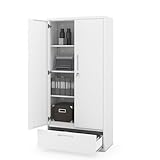 Armoire métallique avec tiroir 30 cm sur rails à billes à extraction totale offrant un accès complet, un rangement supplémentaire et une meilleure organisation des fournitures. Solution idéale comme armoire de rangement bureau métal avec zone ouverte et zone fermée.