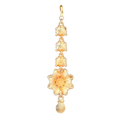 Image of Estele Ornate Floral Matte Finish Gold Plated Maang Tikka for Women
