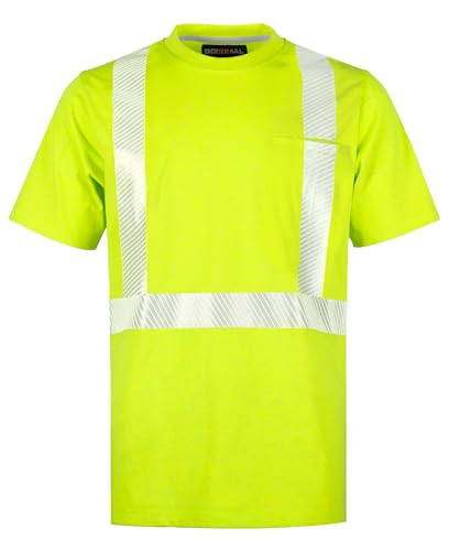 Image of BOCOMAL FR Hi-Vis Shirts 6oz High Visibility Short Sleeve Reflective Flame Resistant/Fire Retardant Shirt Men