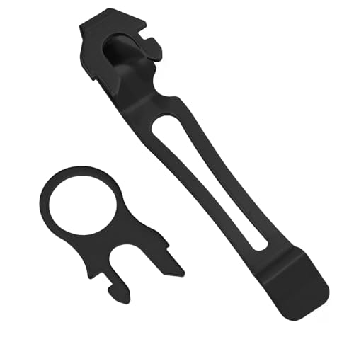 Nayciiy Quick-Release Pocket Clip+ Lanyard Ring Set Stainless Steel Quick Release Multi-Tool Pocket Clip(Black-1)