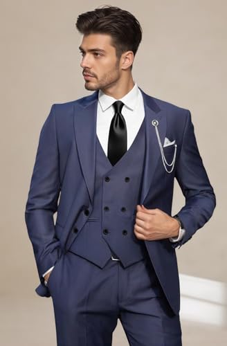 Suits for Men Slim Fit Double Breasted Suit Men 3 Piece Blazer Vest Pants Sets Men's Suits Wedding Prom Business2