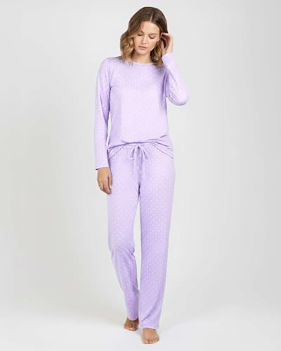 Image of Real Essentials 2 Pack: Women's Long Sleeve Pajama Sets - Soft Comfy 2 Piece PJ Set Matching Ladies Sleepwear (Plus Size)