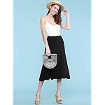 Lock-and-Love-Womens-Solid-Ombre-Lightweight-Flare-Midi-Pull-On-Closure-Skirt-S-XXXL-Plus-Size
